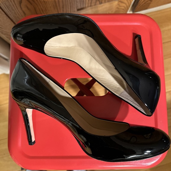 Ann Taylor Patent Leather Black High Heels Size 9 1/2 M Preowned Pumps Round Toe - Picture 6 of 14